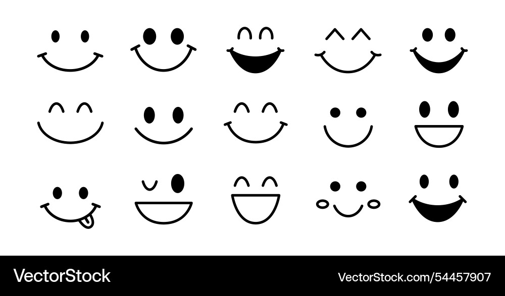 Smiling Emotion Icon Set vector image