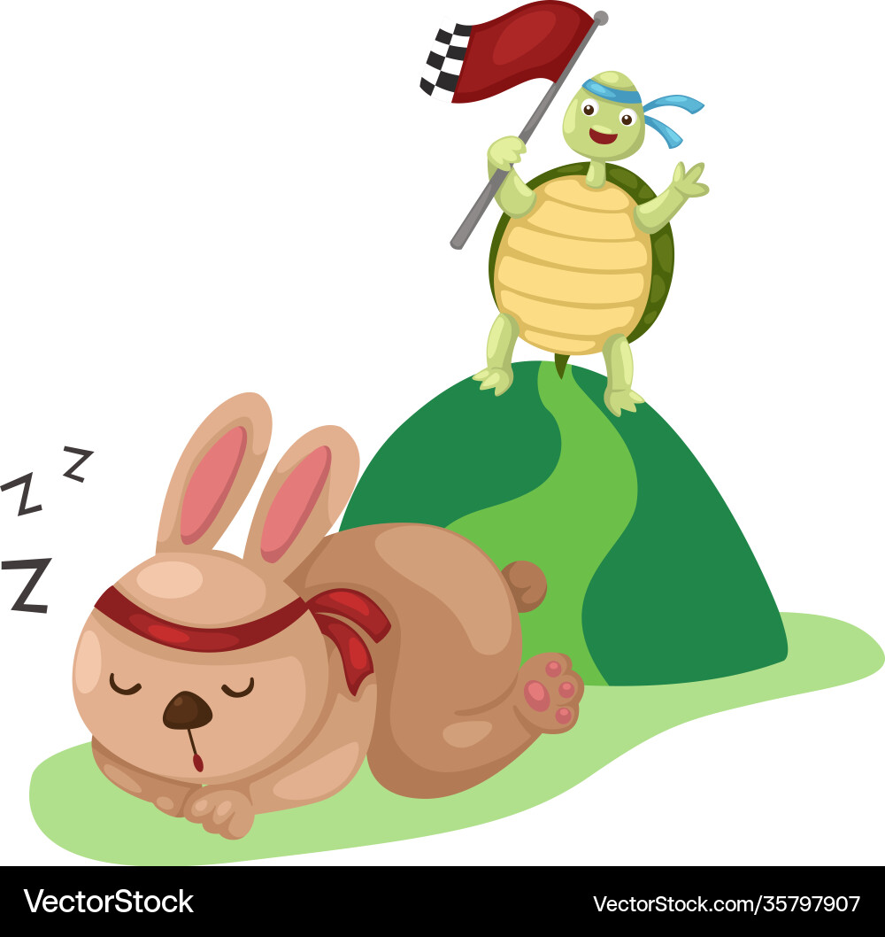 Turtle and rabbit running a race Turtle and rabbit running a race vector image