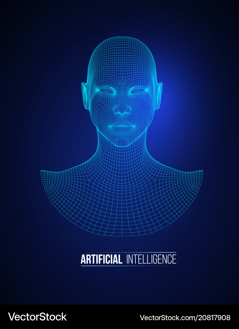 3D Wireframe Head Model Vector Image