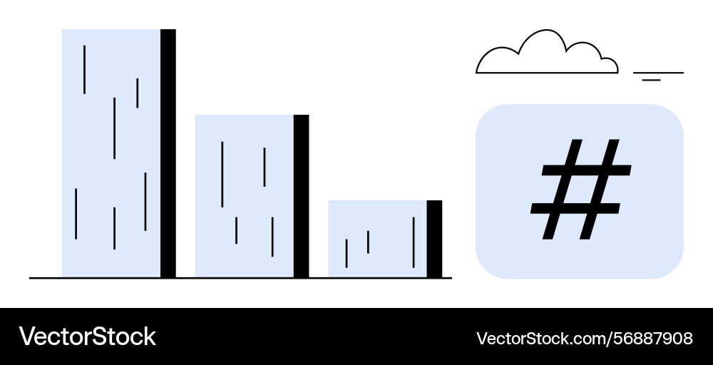 Bar chart with decreasing columns alongside Bar chart with decreasing columns alongside vector image