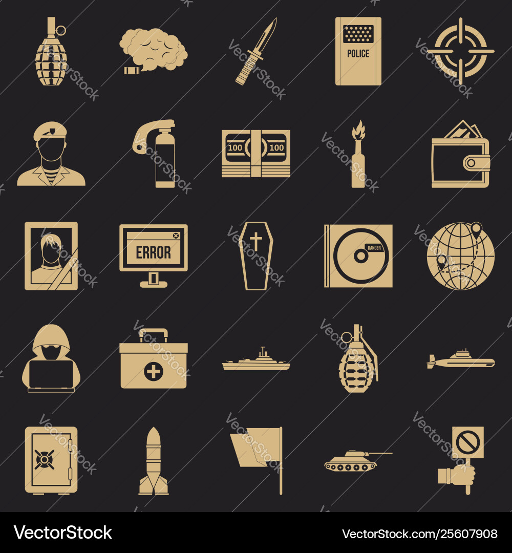 Battle icons set simple style Battle icons set simple style vector image