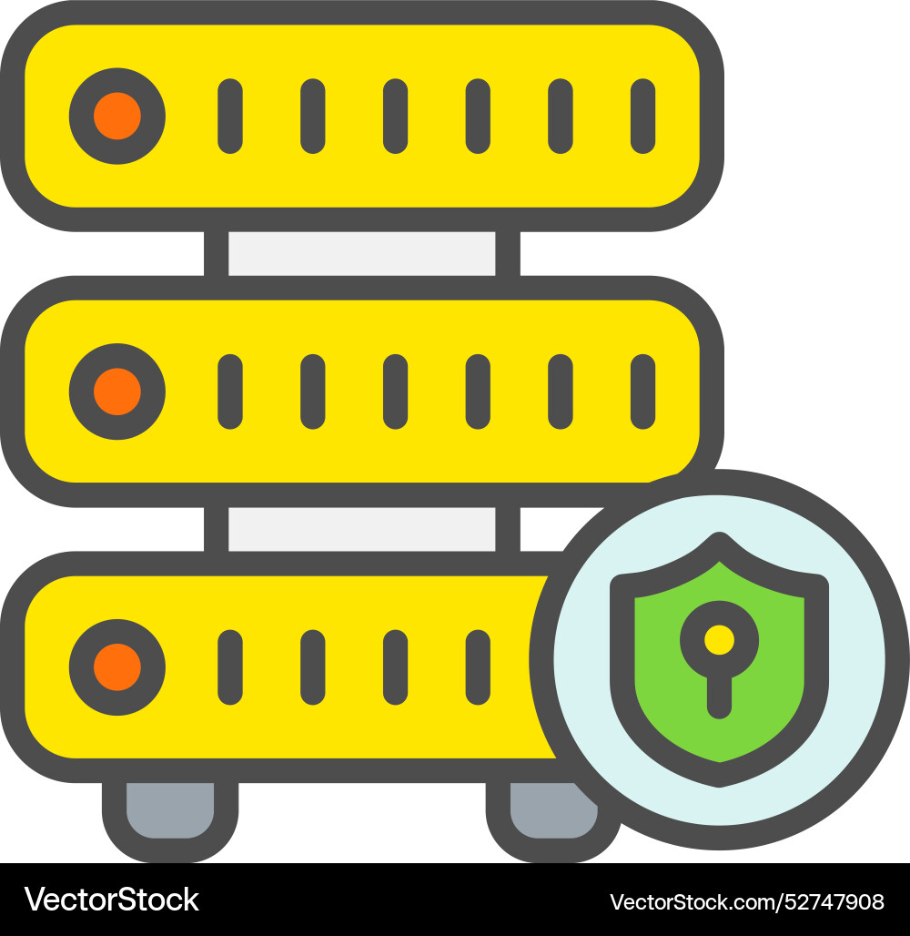 Data security line filled icon design vector image
