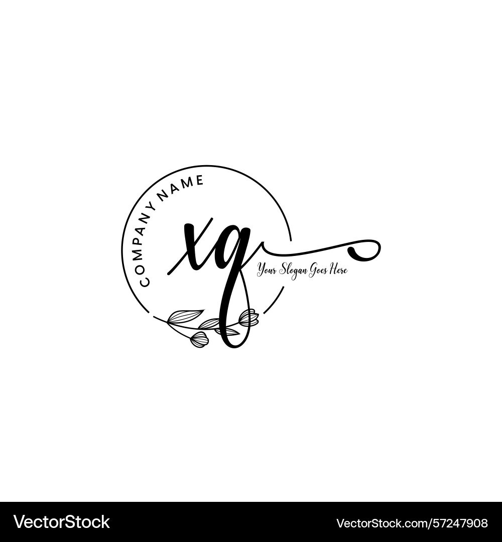 Elegant xq initial logo design with botanical Vector Image