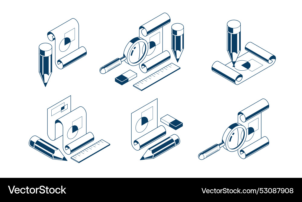 Engineering project concept set paper document Engineering project concept set paper document vector image