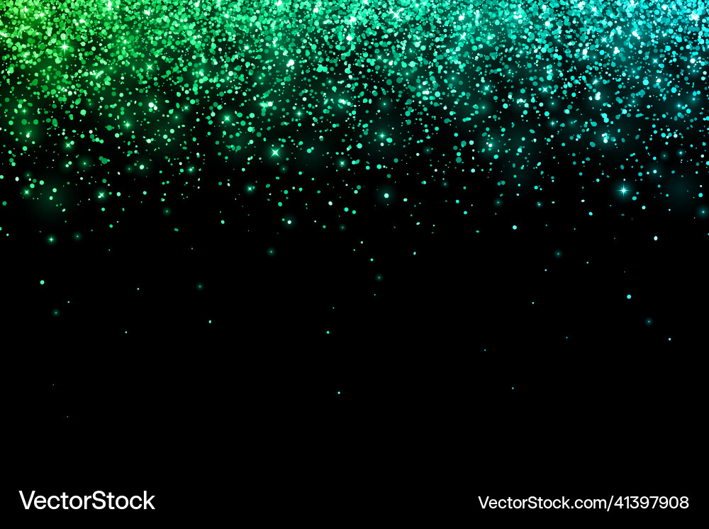 Green blue falling particles with glow lights vector image