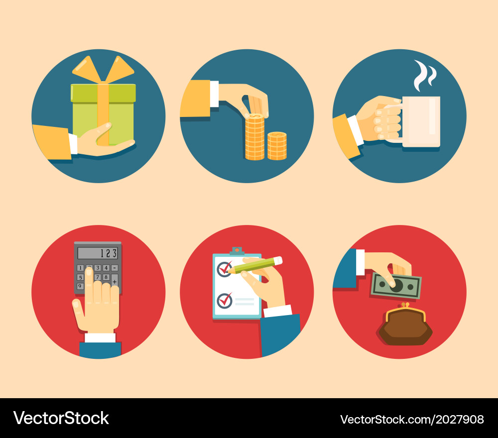Hands with object icons vector image