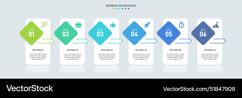 Horizontal progress bar featuring 6 arrow-shaped Vector Image