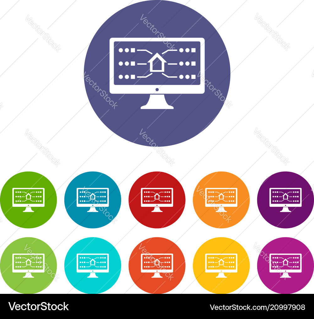 Monitor Icon Set - Color Collection Vector Image