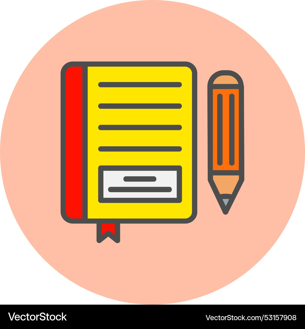 Notebook line filled circle icon vector image
