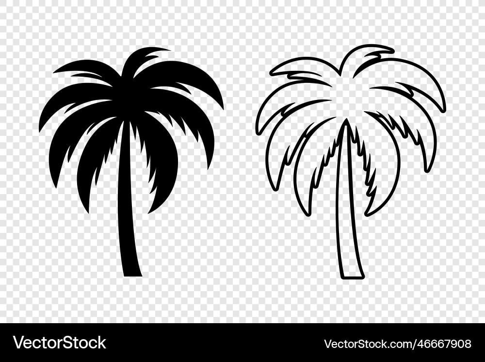 Palm trees tree icon set isolated Palm trees tree icon set isolated vector image
