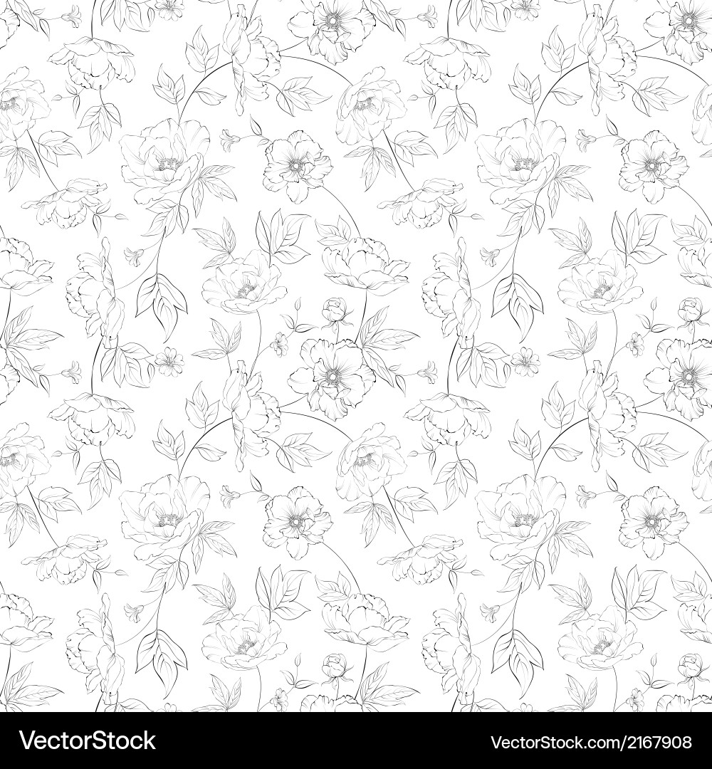 Peony seamless pattern Royalty Free Vector Image