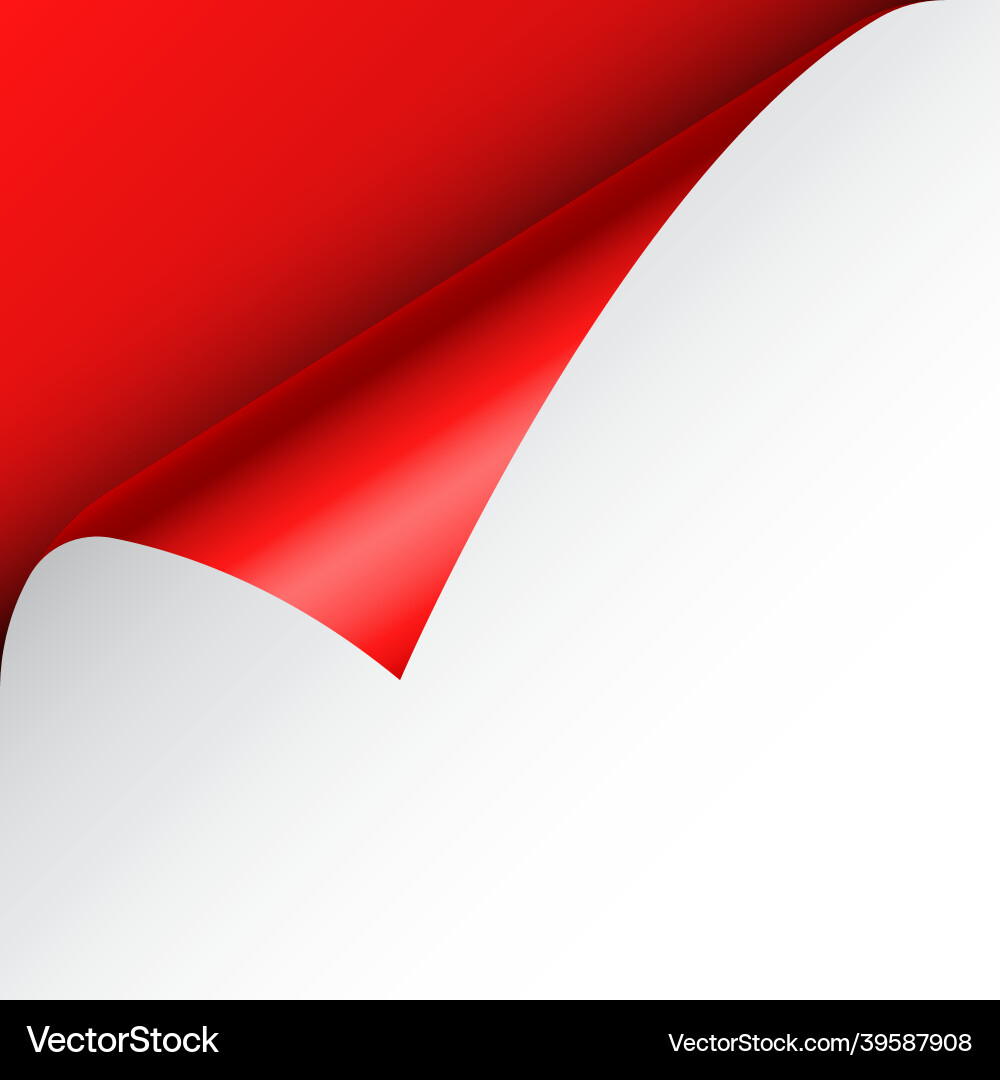 Red paper curl curled page corner with shadow Red paper curl curled page corner with shadow vector image