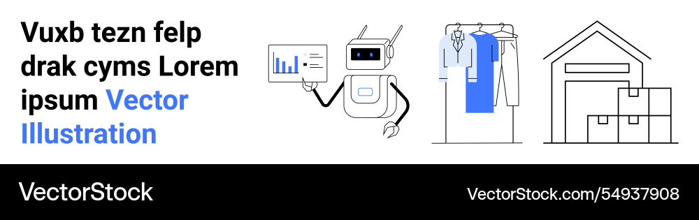 Robot analyzing data and managing inventory Robot analyzing data and managing inventory vector image
