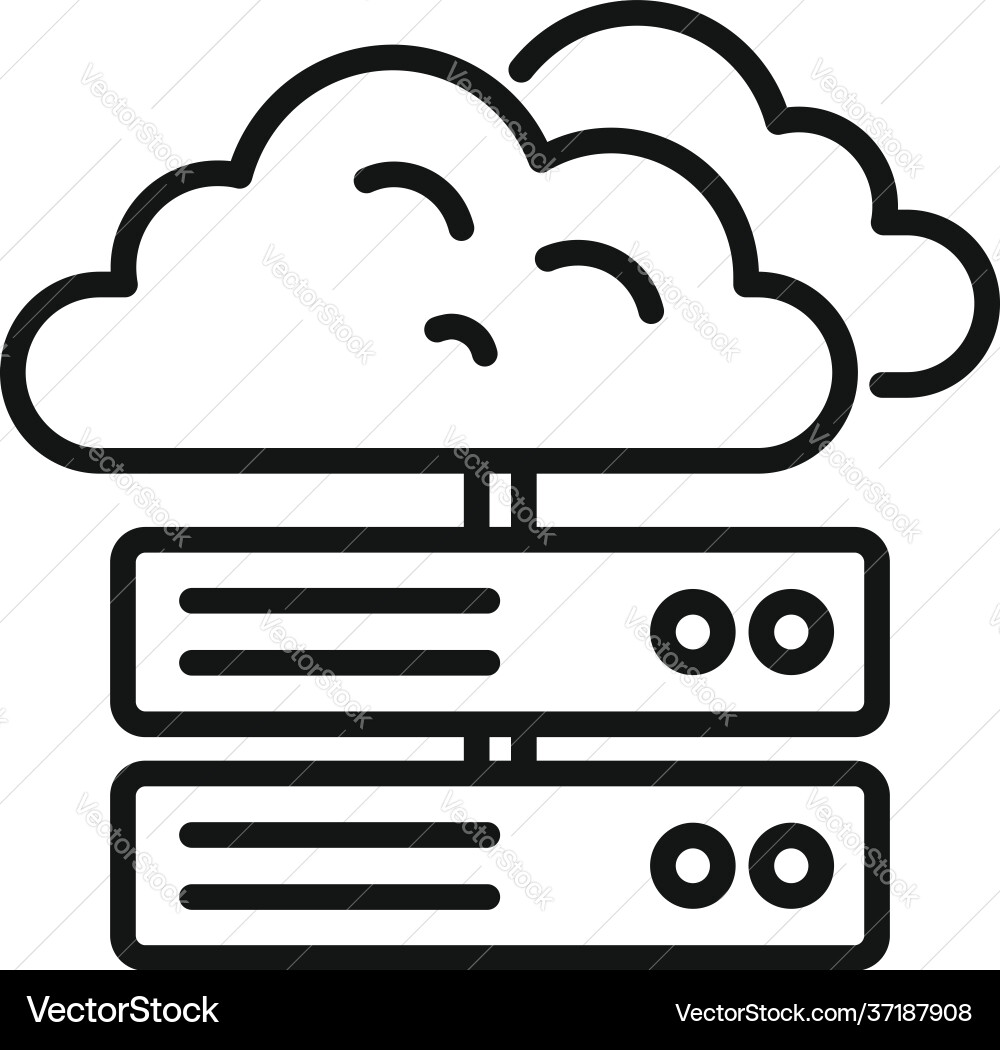 Server data cloud icon outline style Server data cloud icon outline style vector image