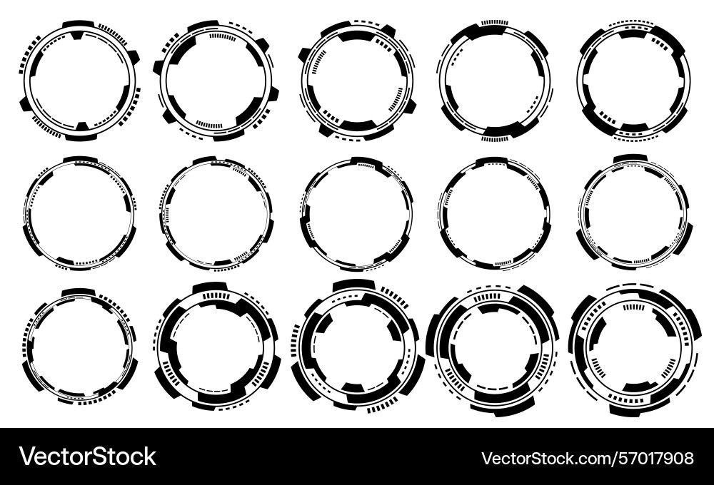 Set of sci fi black circle user interface Set of sci fi black circle user interface vector image