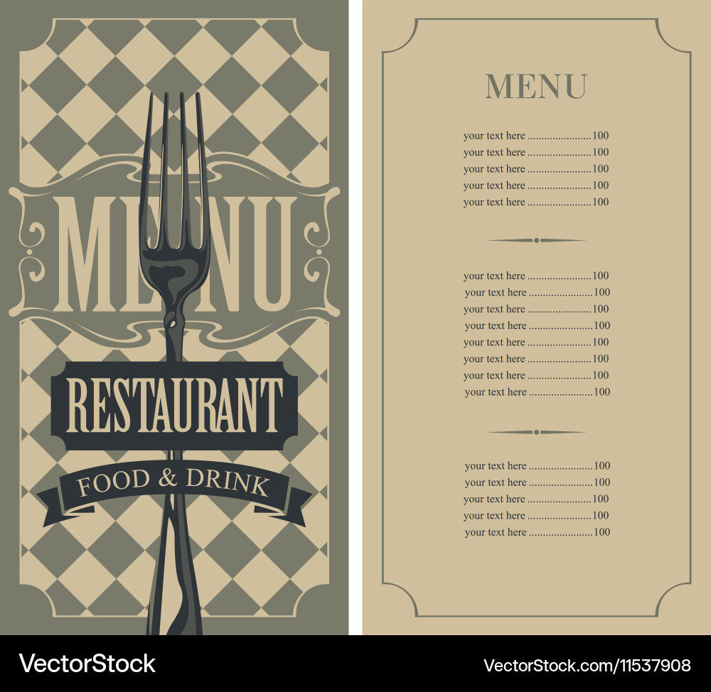Template menu with price vector image