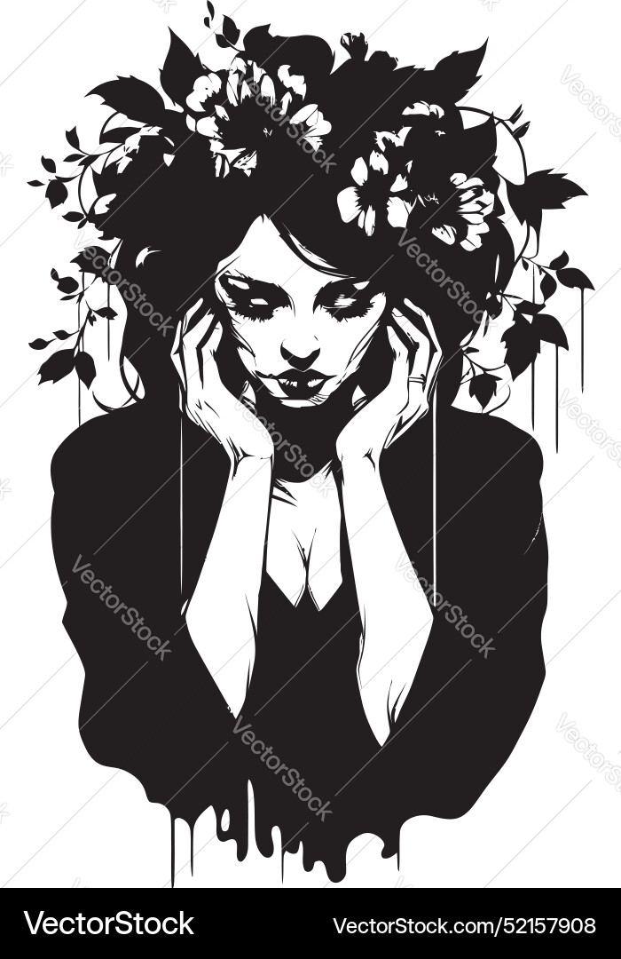 Witchs Petals Beautiful Witch Design Blooming Vector Image