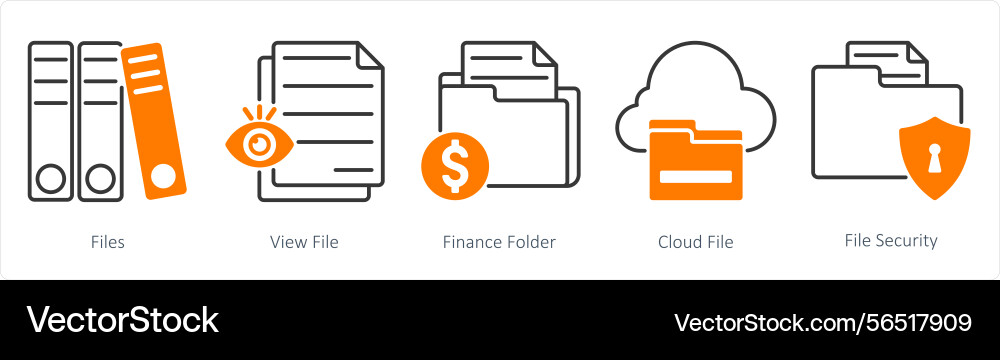 A set of 5 files icons as file view finance vector image