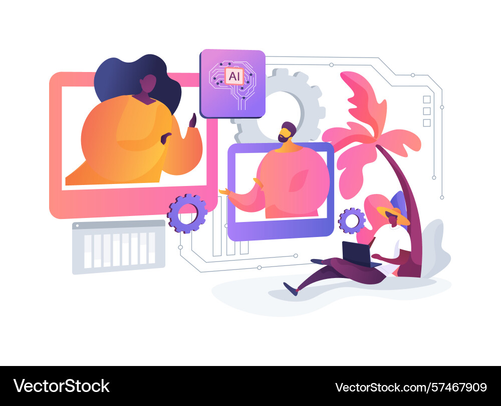 Ai-powered workflow automation for hybrid offices Ai-powered workflow automation for hybrid offices vector image