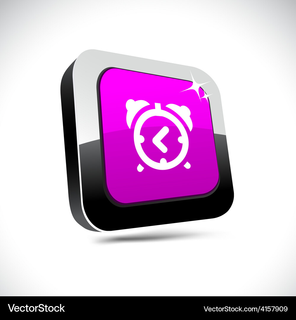Alarm-clock 3d square button Vector Image