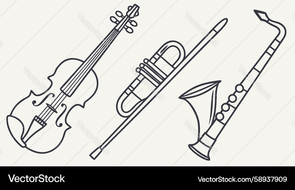 Classical string wind instruments set design Vector Image