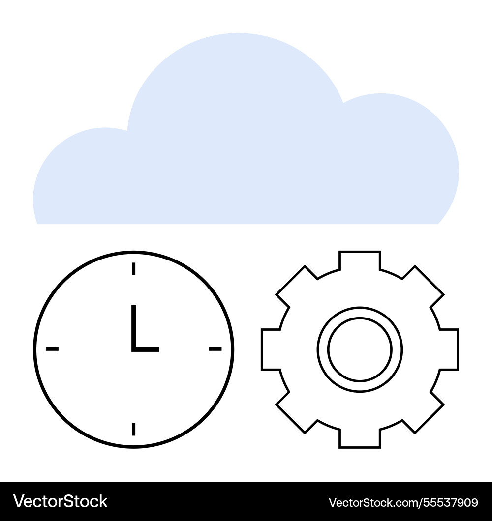 Cloud computing concept with clock and gear vector image