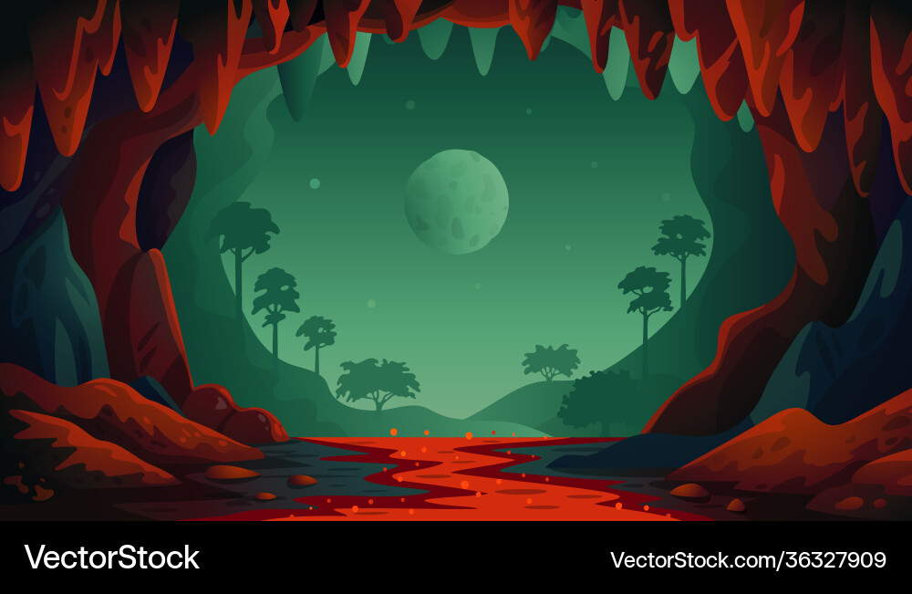 Jungle Cave Landscape Vector Image