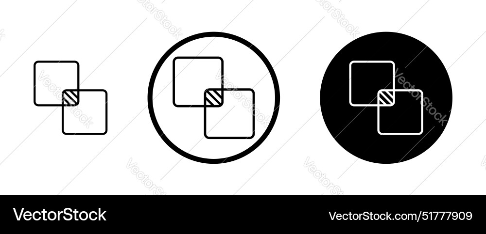 Object intersect icon set common area symbol Vector Image