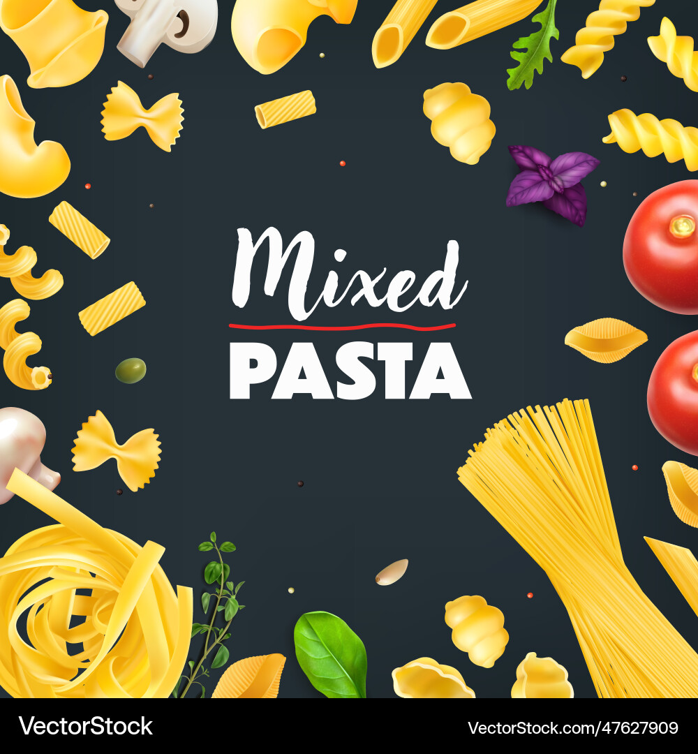 Realistic pasta frame vector image