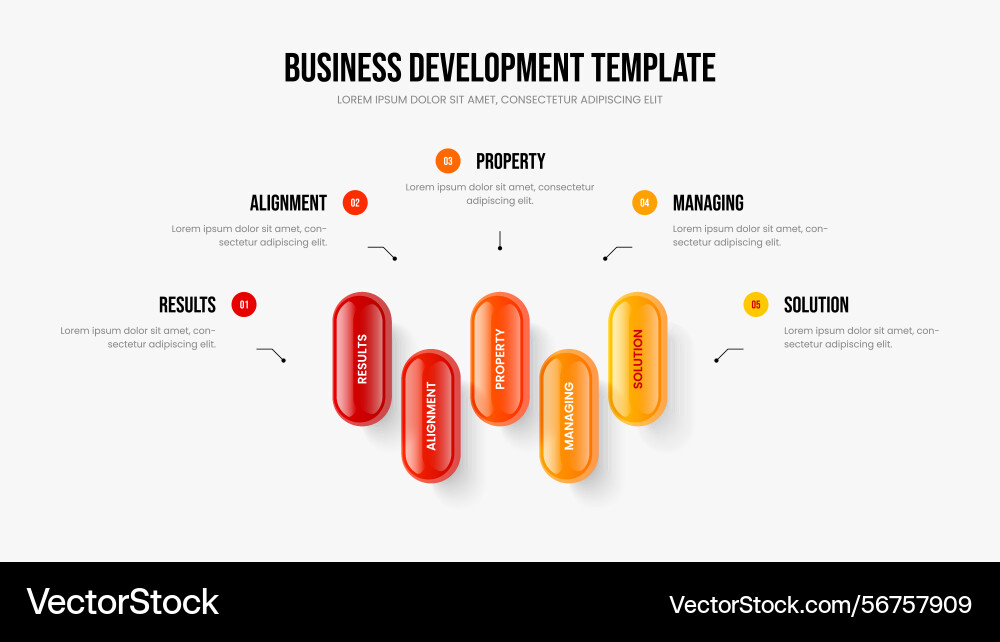 Visual performance five element infographic Vector Image