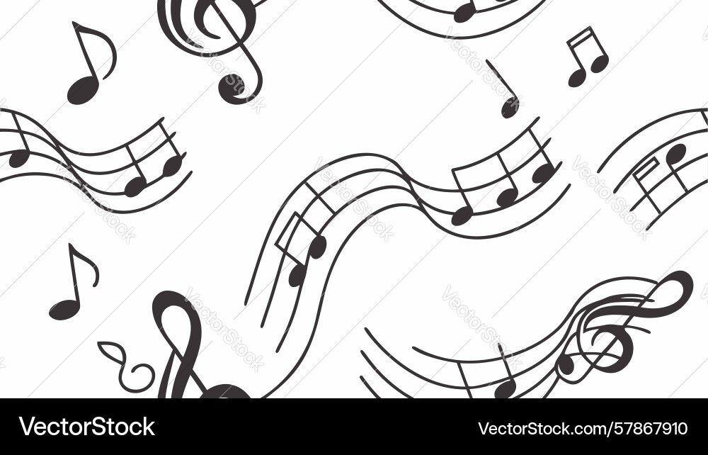 Abstract music notes symbols pattern design Vector Image