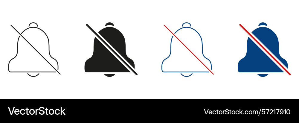 Bell with slash line and solid icon set Bell with slash line and solid icon set vector image