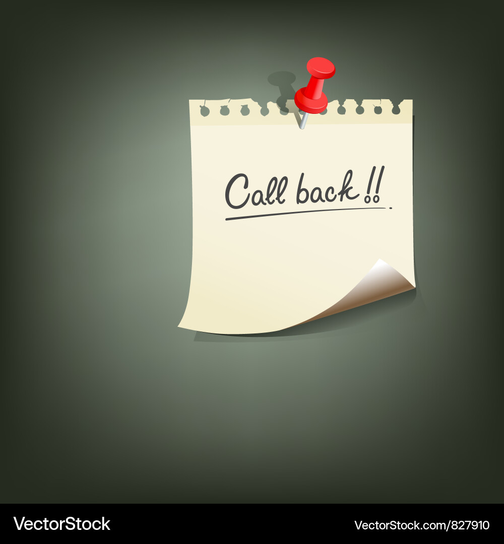 Callback Note with Pin vector image