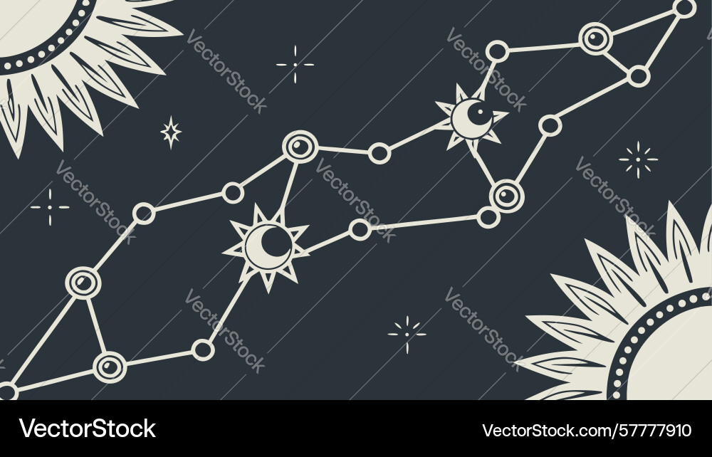 Dark celestial pattern with sun Vector Image