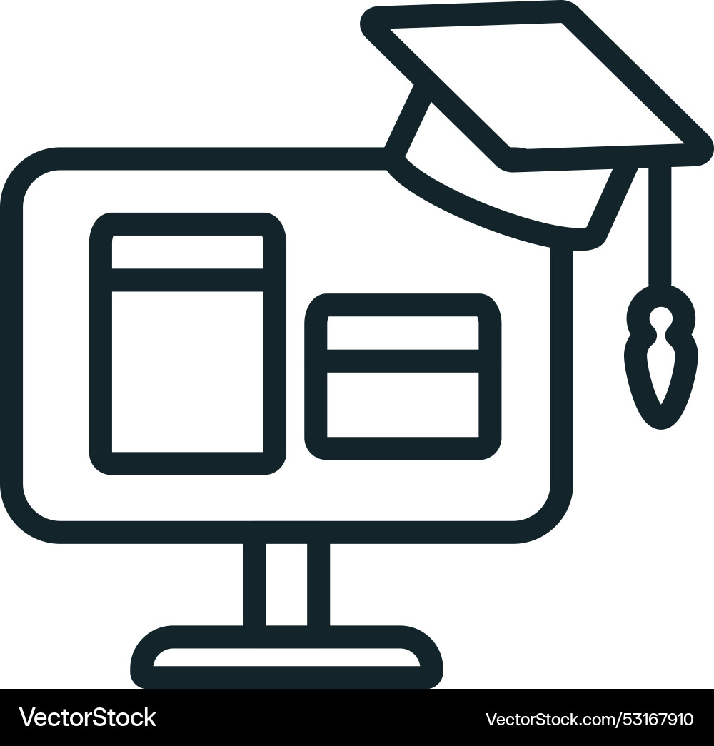 Graduation hat displaying on computer screen Graduation hat displaying on computer screen vector image