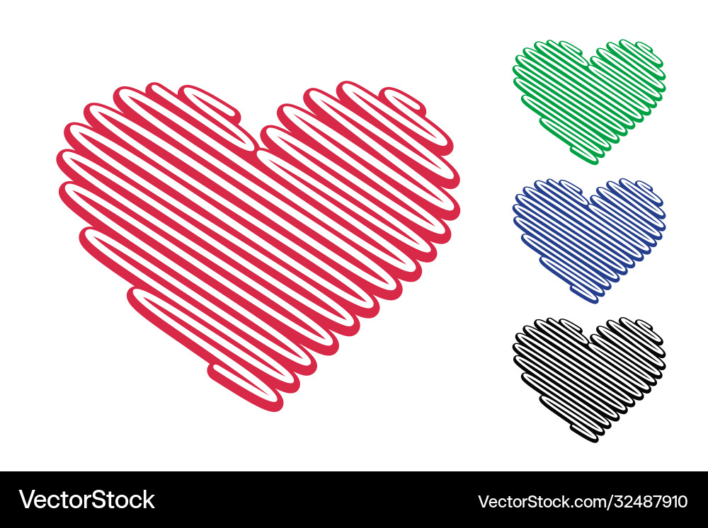 Red heart shaped diagonal lines Vector Image