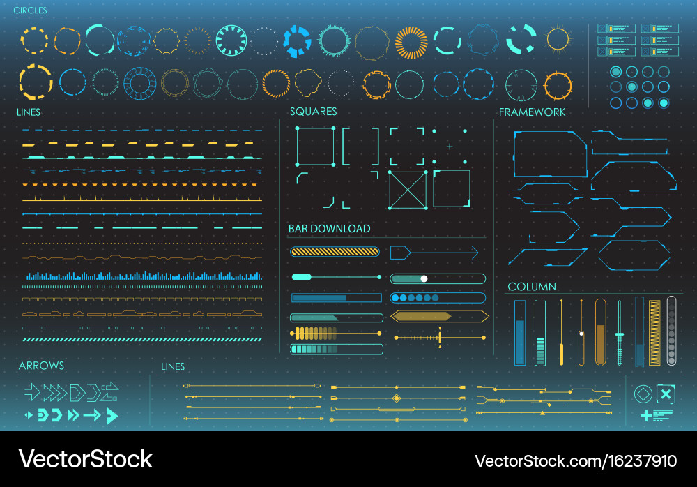 Set of infographic elements head-up display vector image