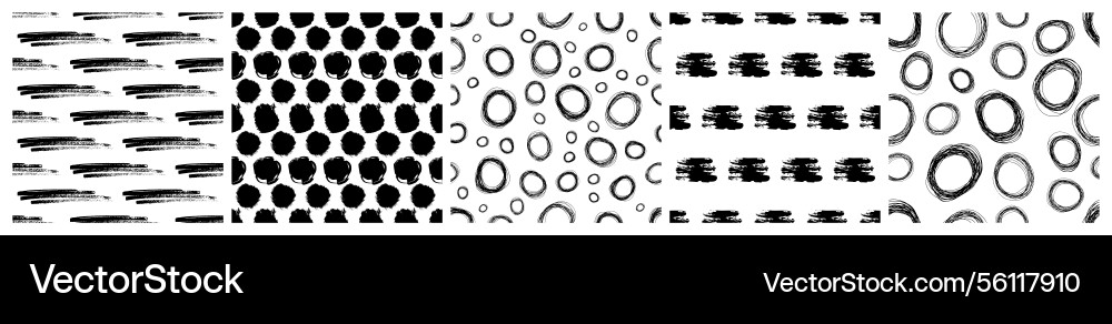 Set of seamless patterns with scribble smears Set of seamless patterns with scribble smears vector image
