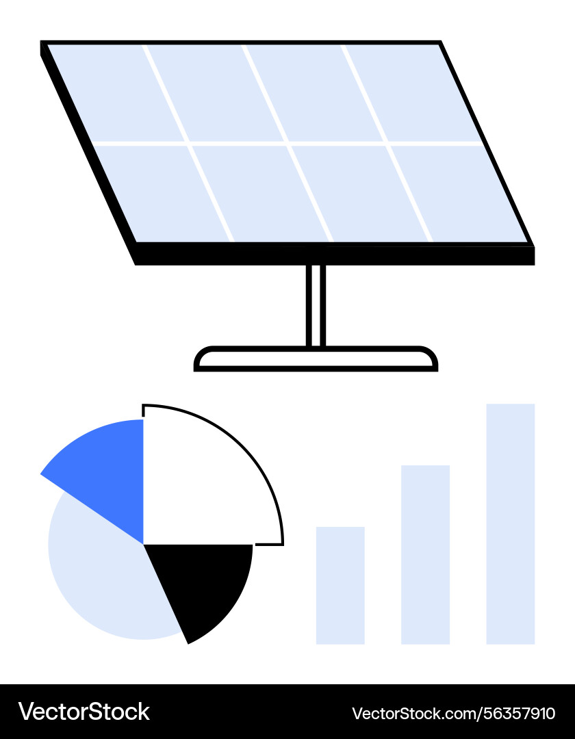 Solar panel with data charts representing Solar panel with data charts representing vector image