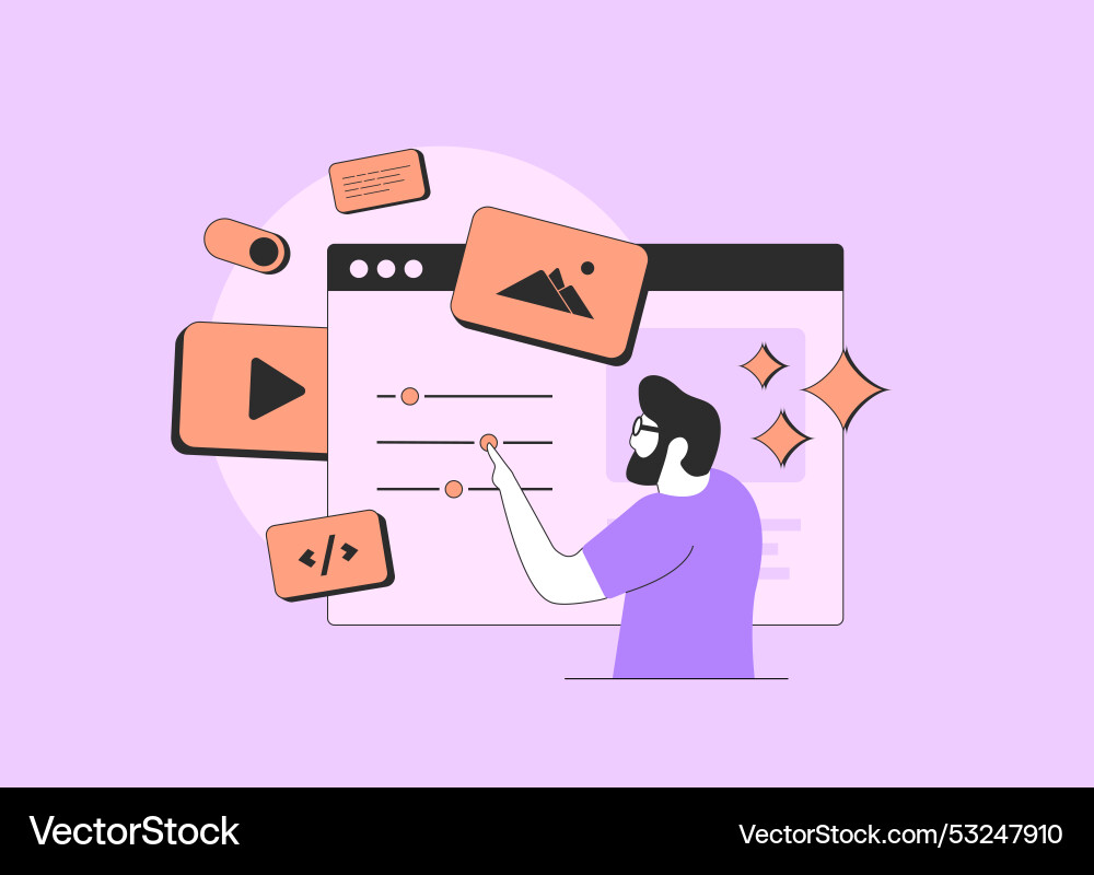 Website development process of building homepage vector image