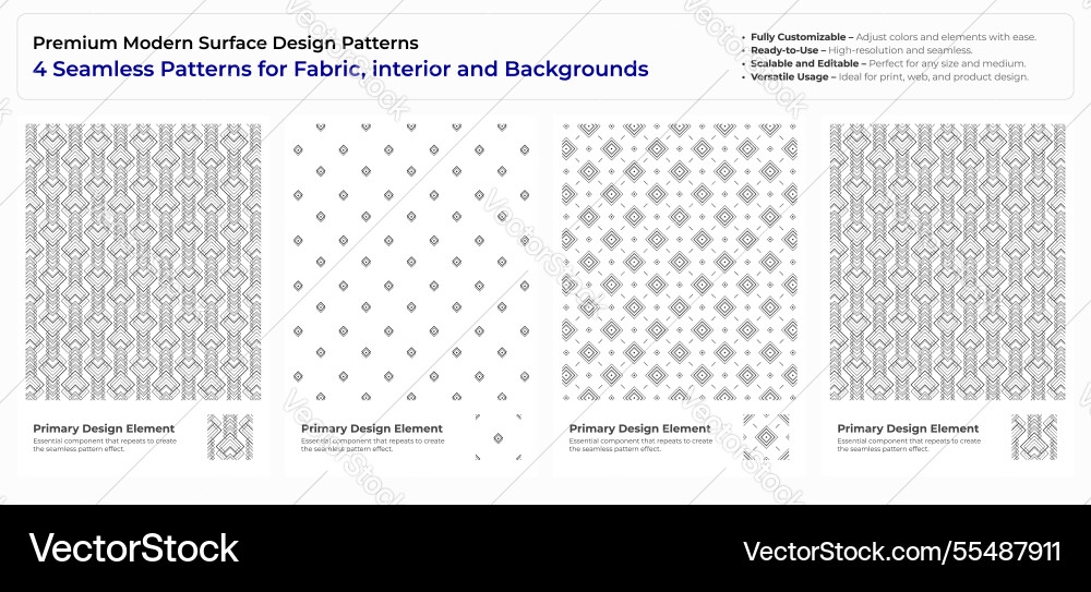 Abstract geometric seamless patterns Vector Image