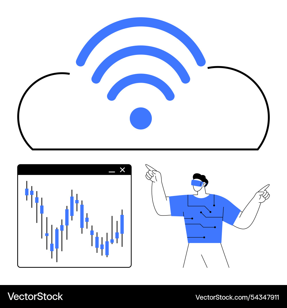 Cloud computing with data analytics represented Cloud computing with data analytics represented vector image