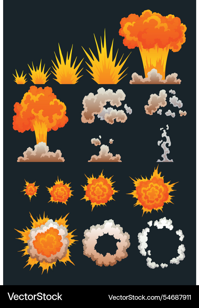 Explosion animation for game Explosion animation for game vector image