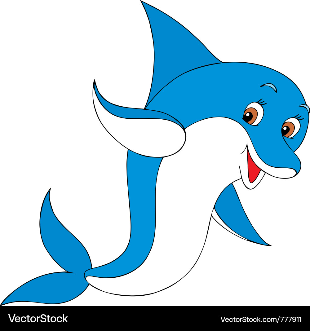 Fröhlicher Delfin Cartoon Vektorbild