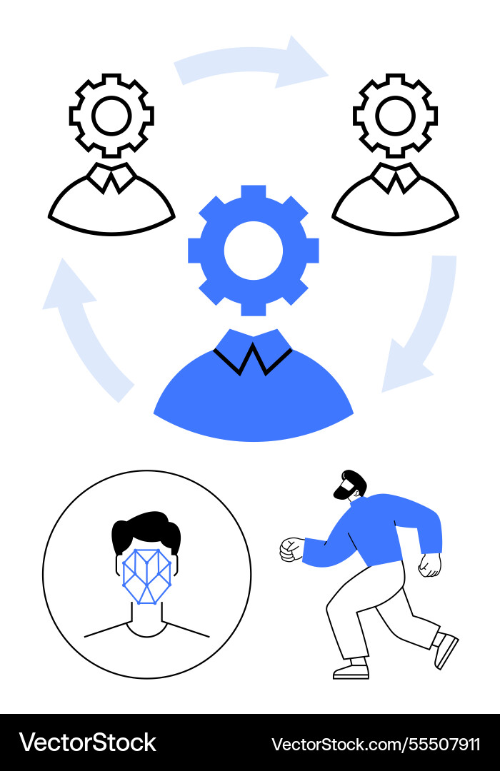 Human-ai collaboration with workflow automation Human-ai collaboration with workflow automation Vector Image