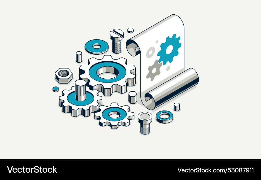 Mechanical engineering project concept engine Mechanical engineering project concept engine vector image
