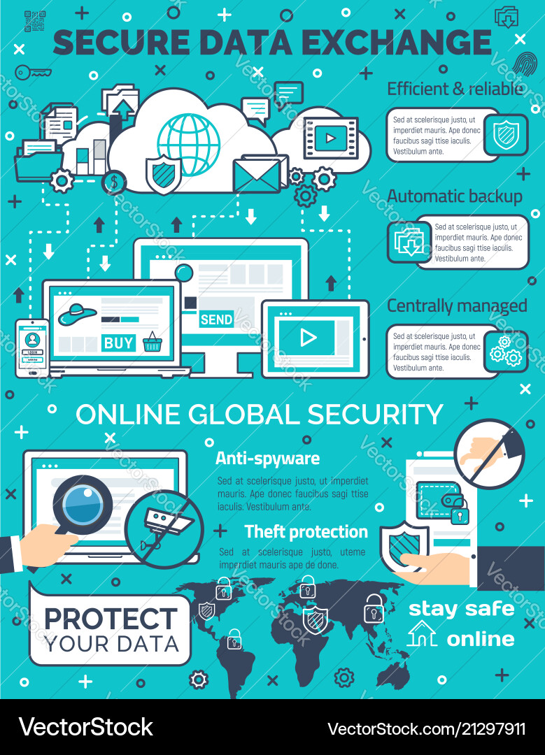 Secure Data Exchange Technology vector image