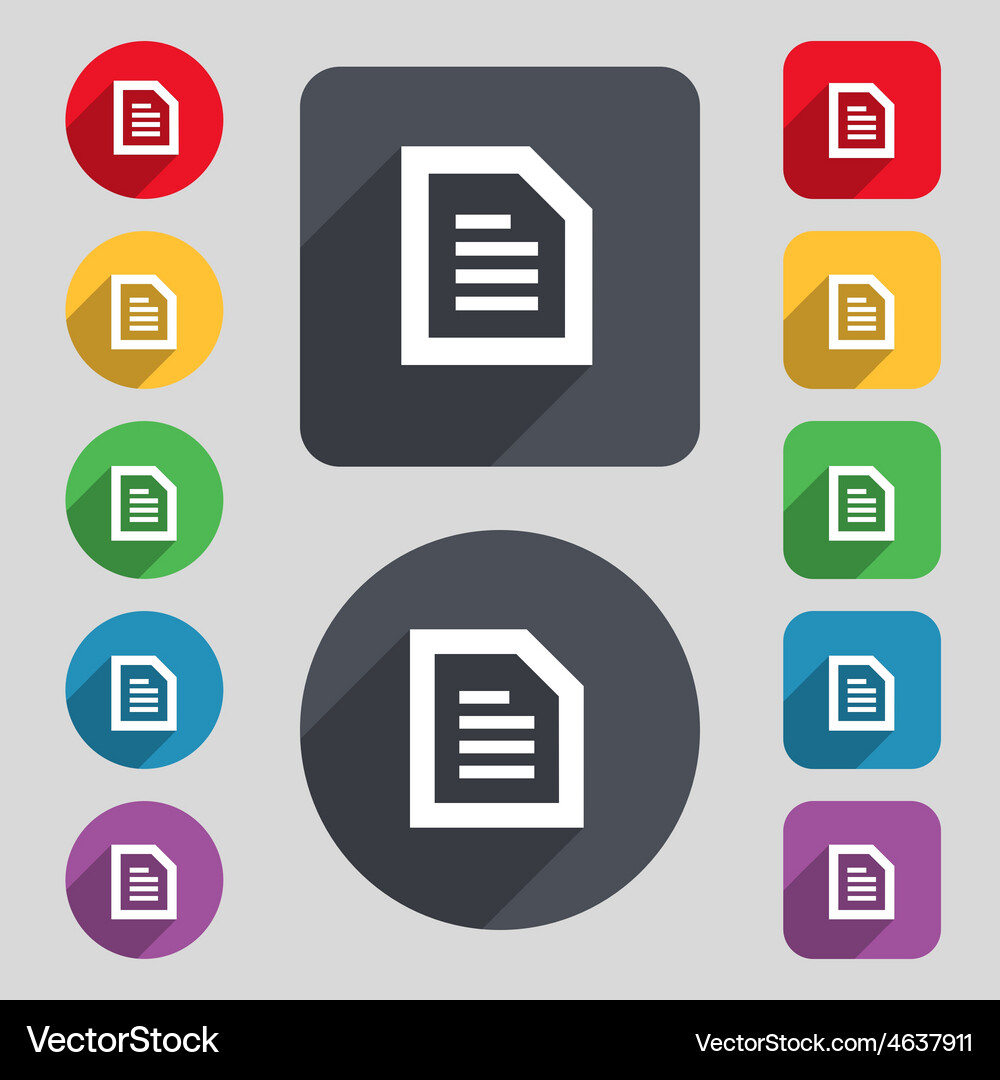 Text file document icon sign a set of 12 colored Vector Image