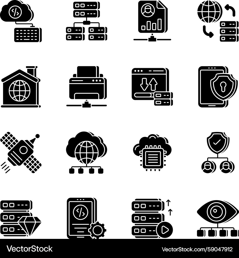 Big Data Network Icons Vector Image