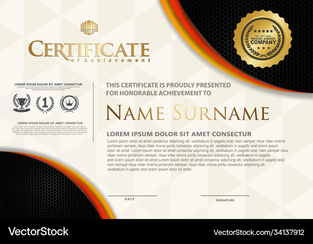 Certificate template with textured background vector image
